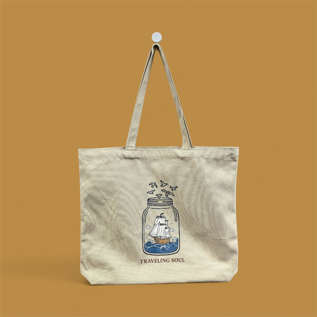 Beige Cotton Tote bag