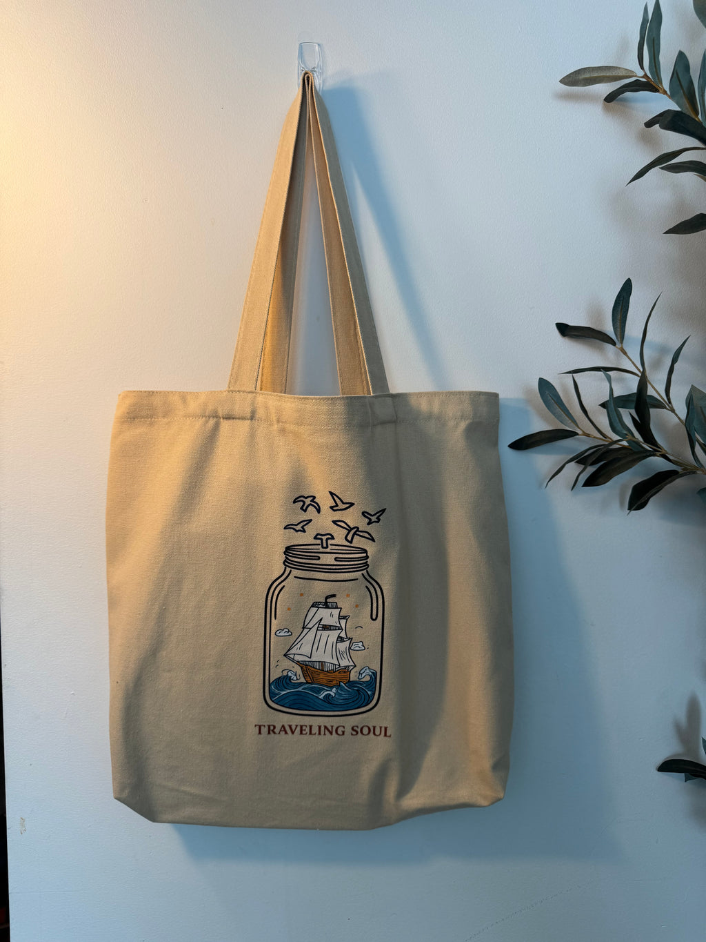 Beige Cotton Tote bag