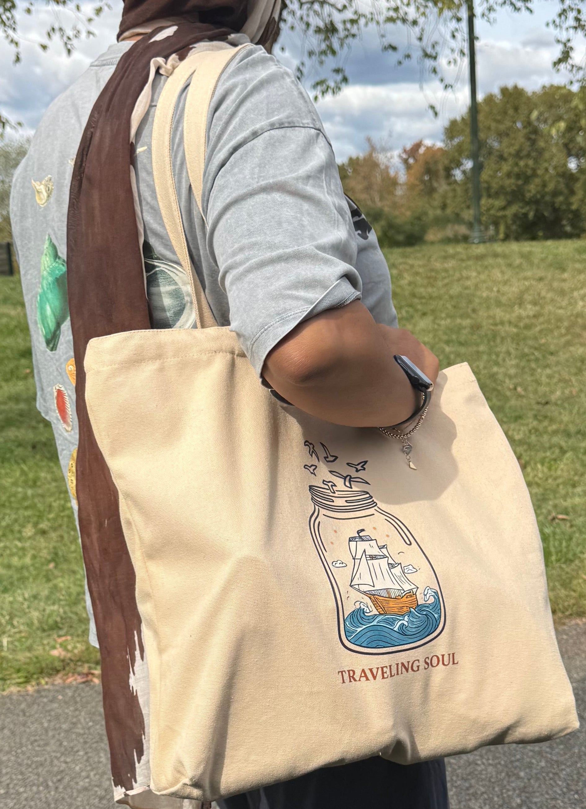 Beige Cotton Tote bag