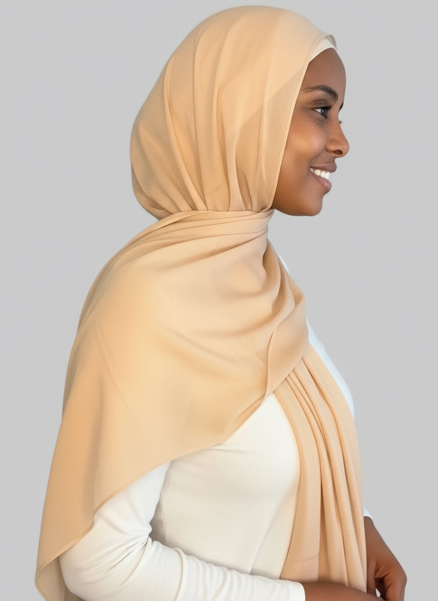 Matching Modal Hijab Set Warm Nude