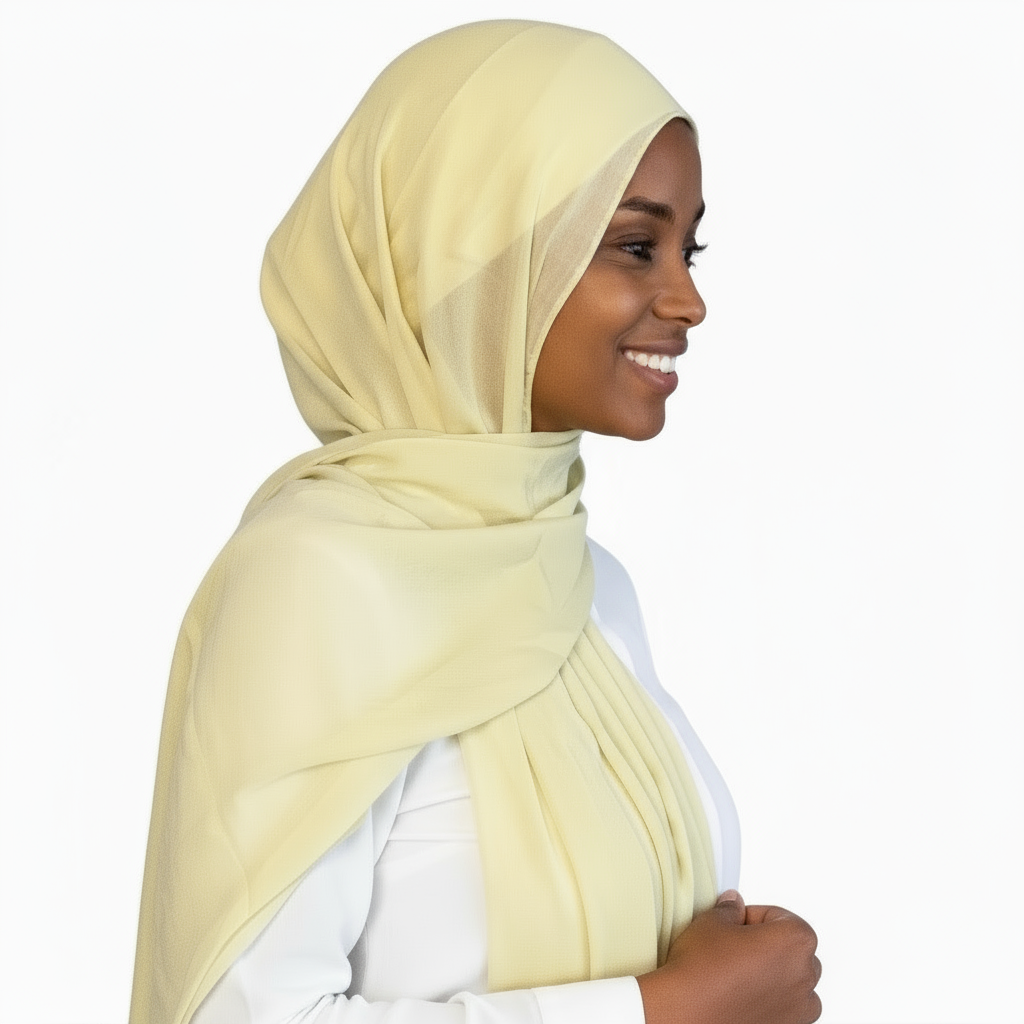 Matching Modal Hijab Set Pastel Yellow