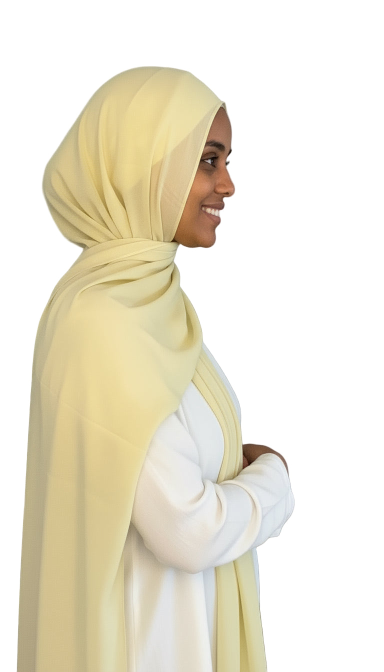Matching Modal Hijab Set Pastel Yellow