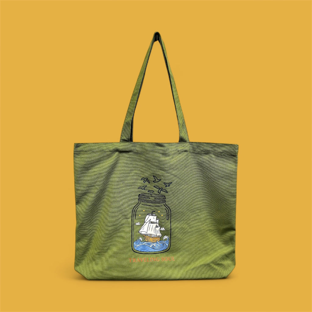 Green Cotton Tote bag