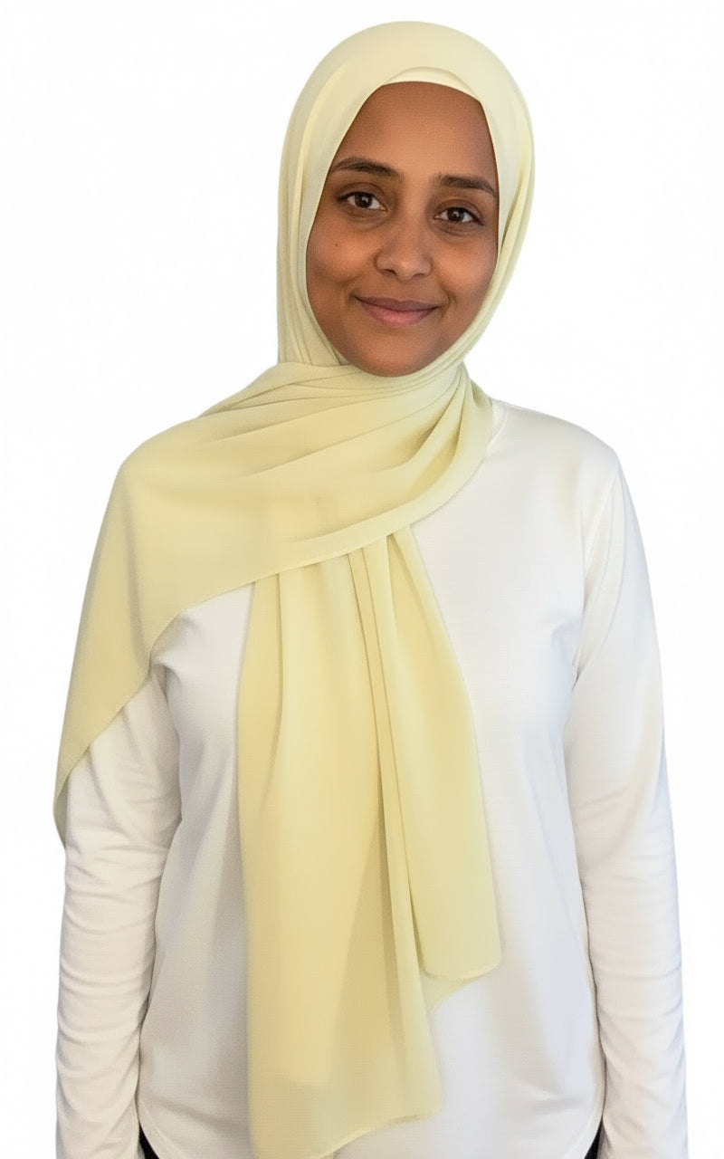 Matching Modal Hijab Set Pastel Yellow