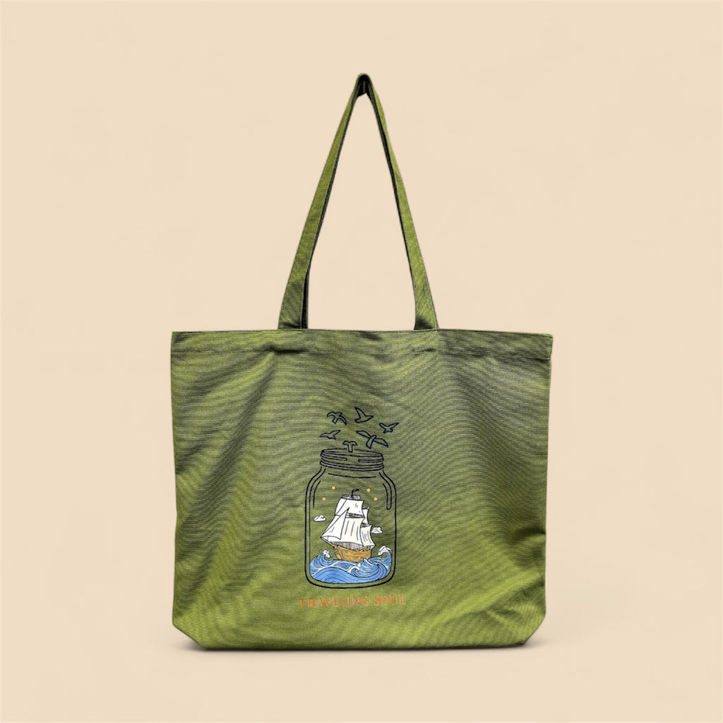 Green Cotton Tote bag